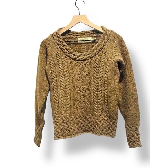 Irelands Eye Womens Sweater Size Small Wool Cashmere Chunky Cable Knit Grandpa - Picture 1 of 13